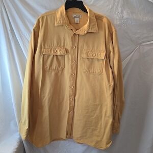 LL Bean Heavy Duty Chamois Cloth Shirt Shacket Yellow Mens XL Tall 100% Cotton